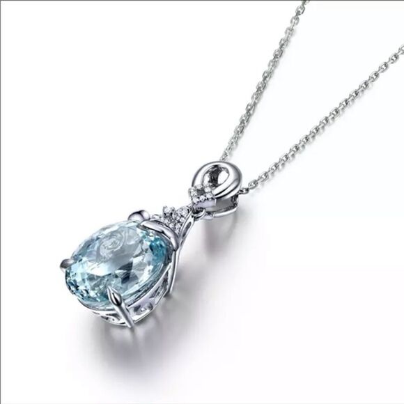 S925 Sterling Silver Aquamarine Diamonde - Picture 8 of 10